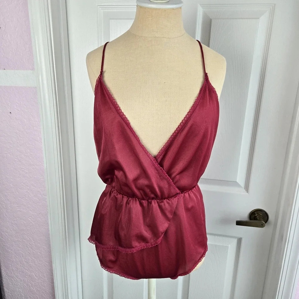 Moodsetter Vintage Red Teddy One Piece Size M Lingerie Snap Crotch Made In USA